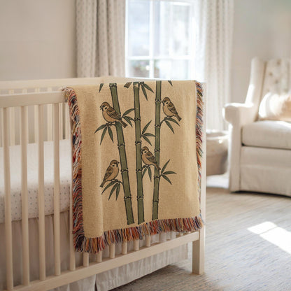Bamboo Sparrow Woven Blanket
