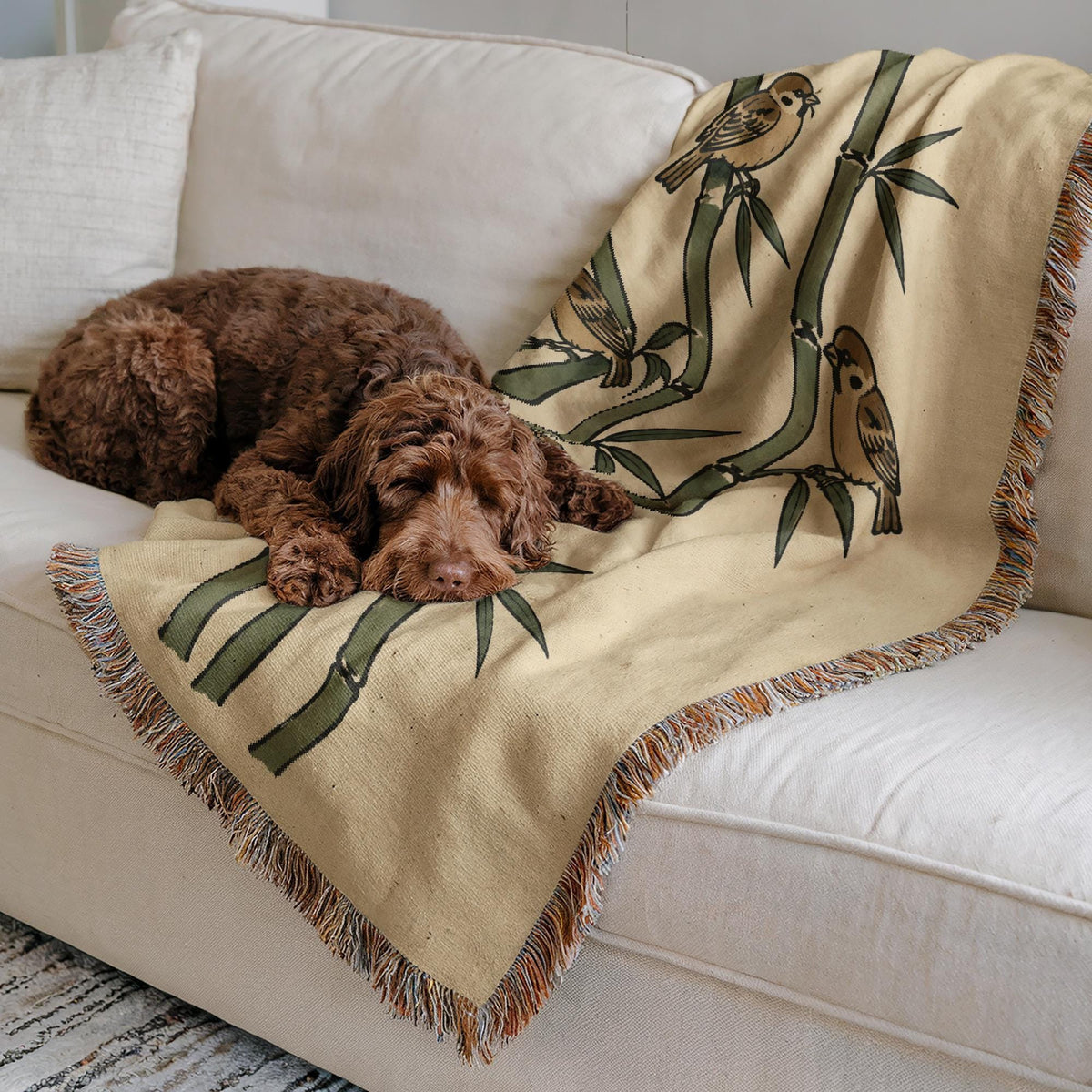Bamboo Sparrow Woven Blanket