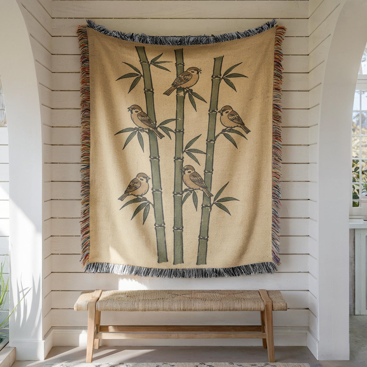Bamboo Sparrow Woven Blanket