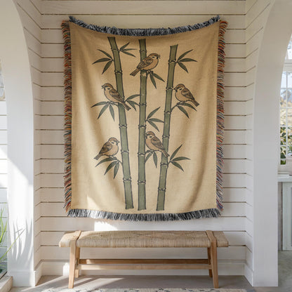 Bamboo Sparrow Woven Blanket