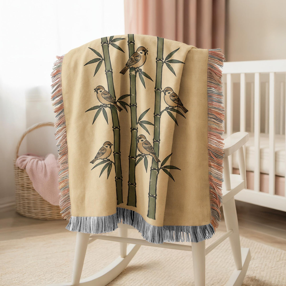 Bamboo Sparrow Woven Blanket