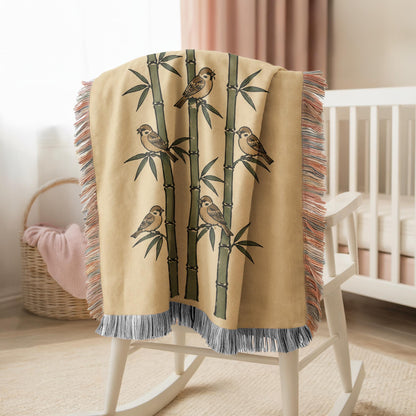 Bamboo Sparrow Woven Blanket