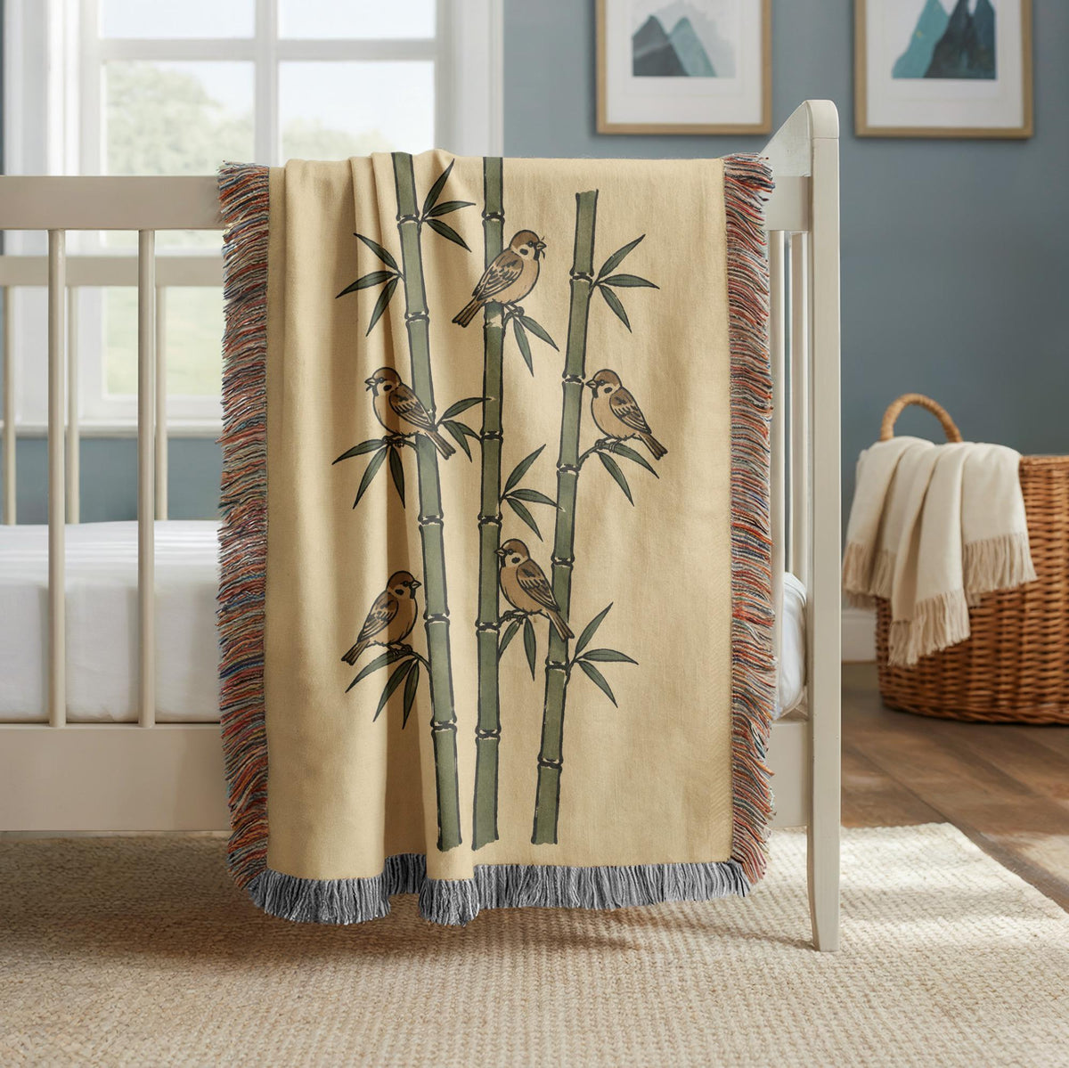 Bamboo Sparrow Woven Blanket