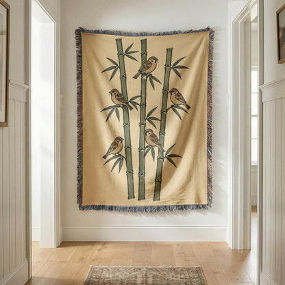 Bamboo Sparrow Woven Blanket
