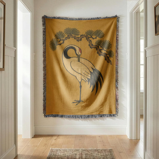 Japanese Crane Woven Blanket