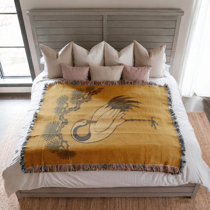 Japanese Crane Woven Blanket