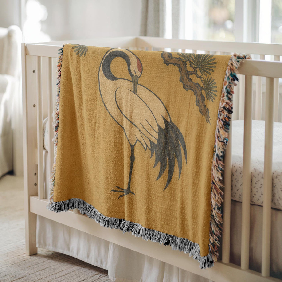 Japanese Crane Woven Blanket