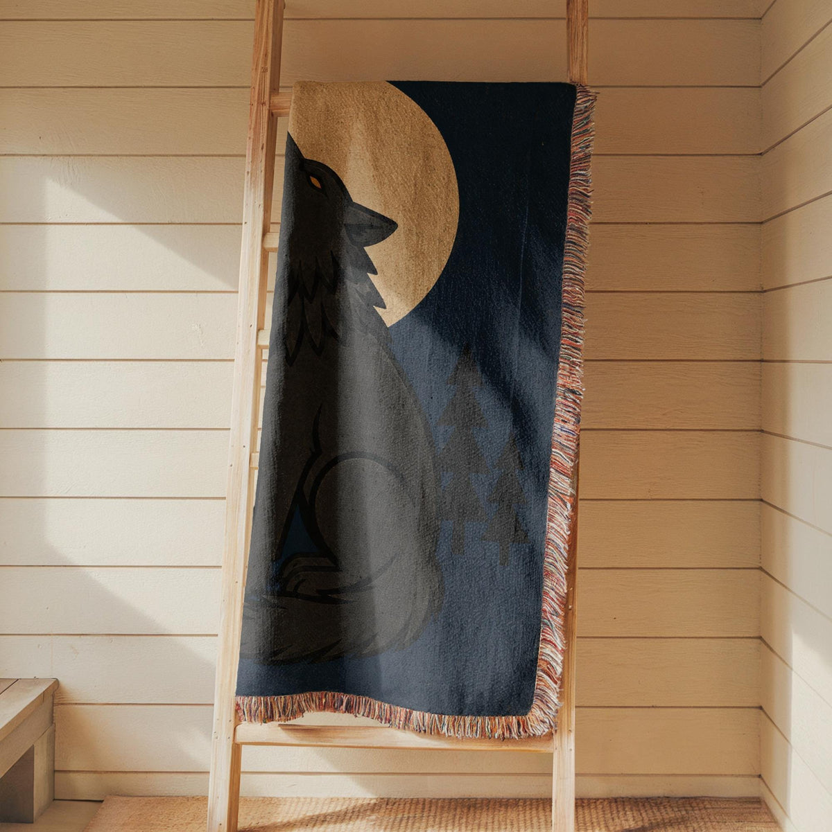 Howling Wolf Woven Blanket