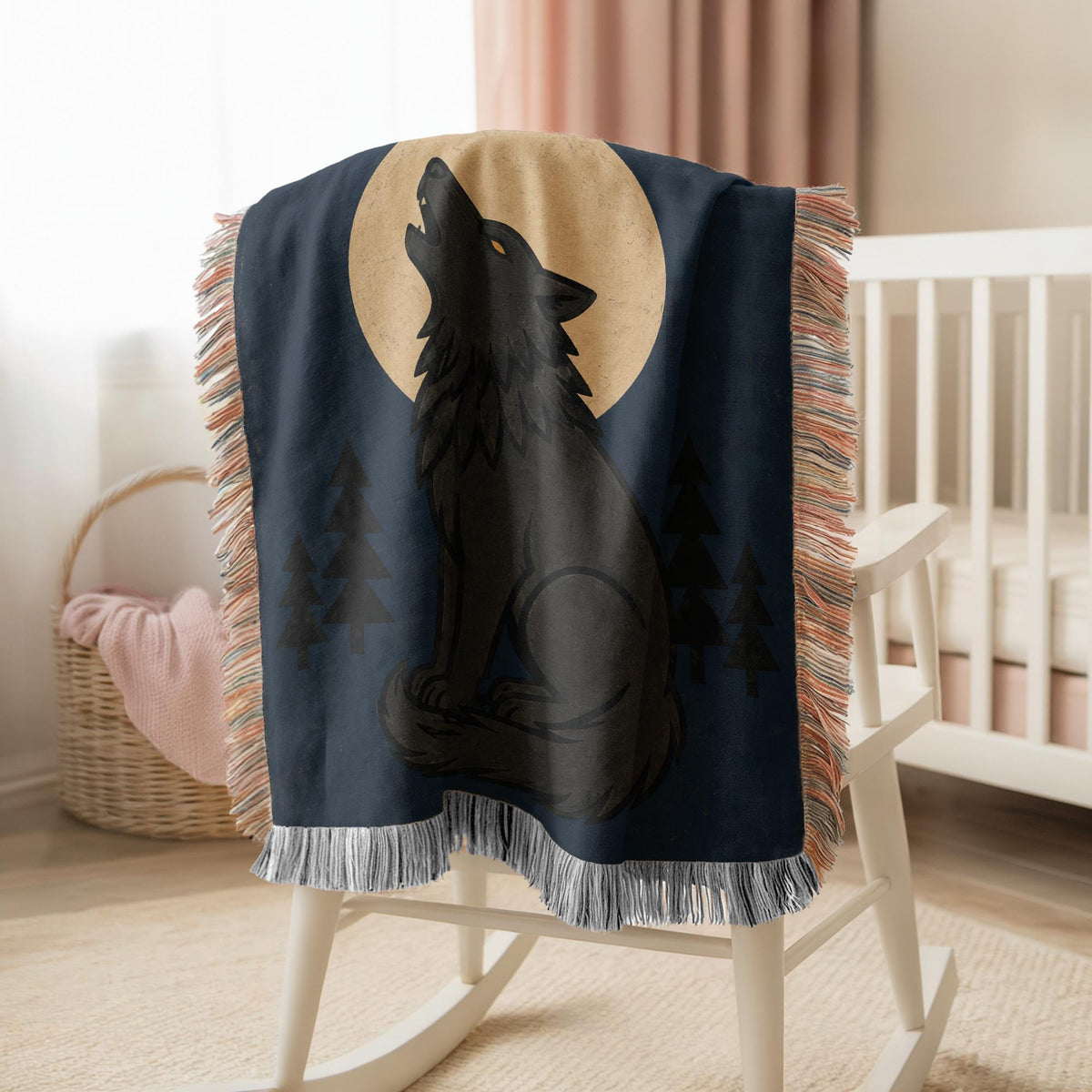 Howling Wolf Woven Blanket