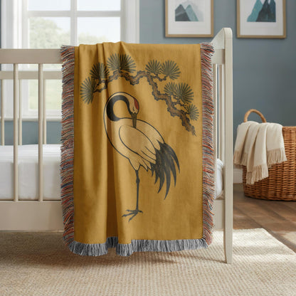 Japanese Crane Woven Blanket