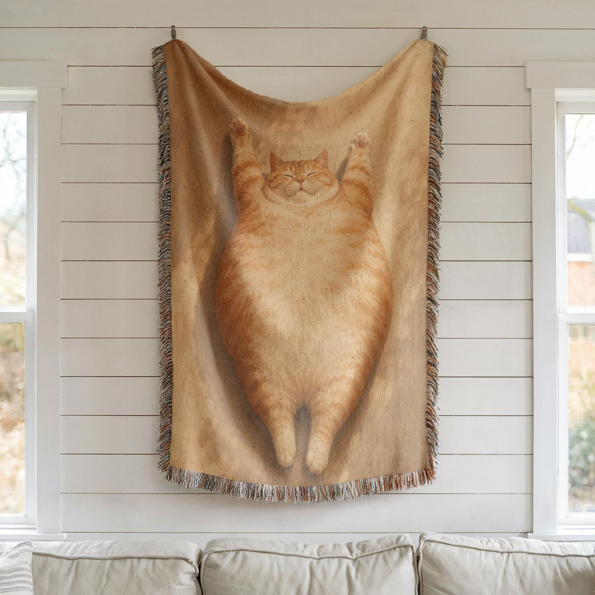 Fat Orange Cat Tapestry