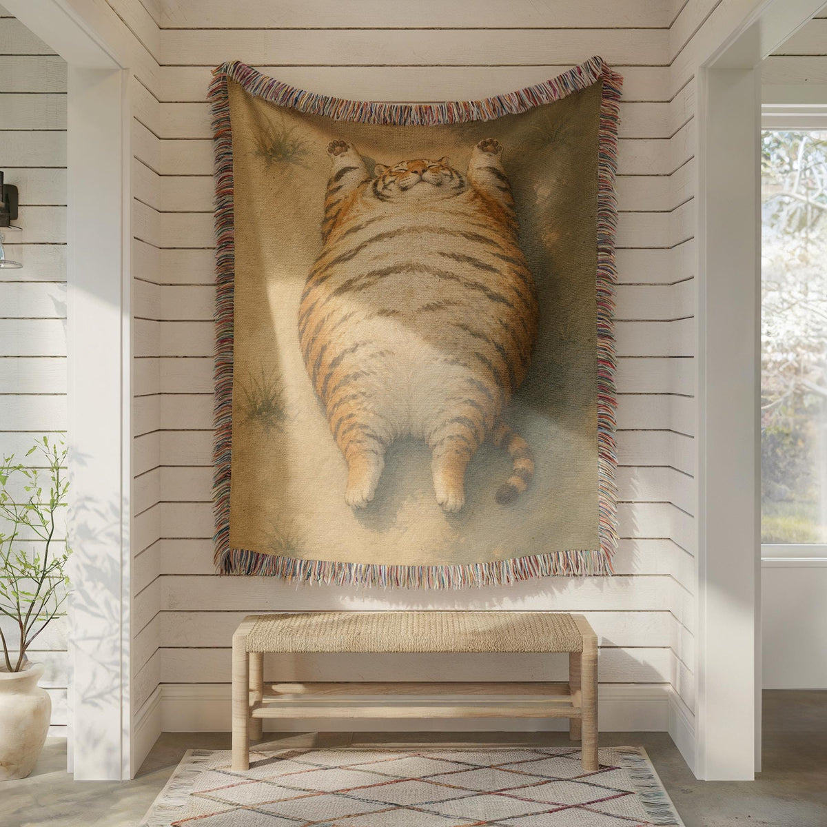 Funny Fat Tiger Tapestry