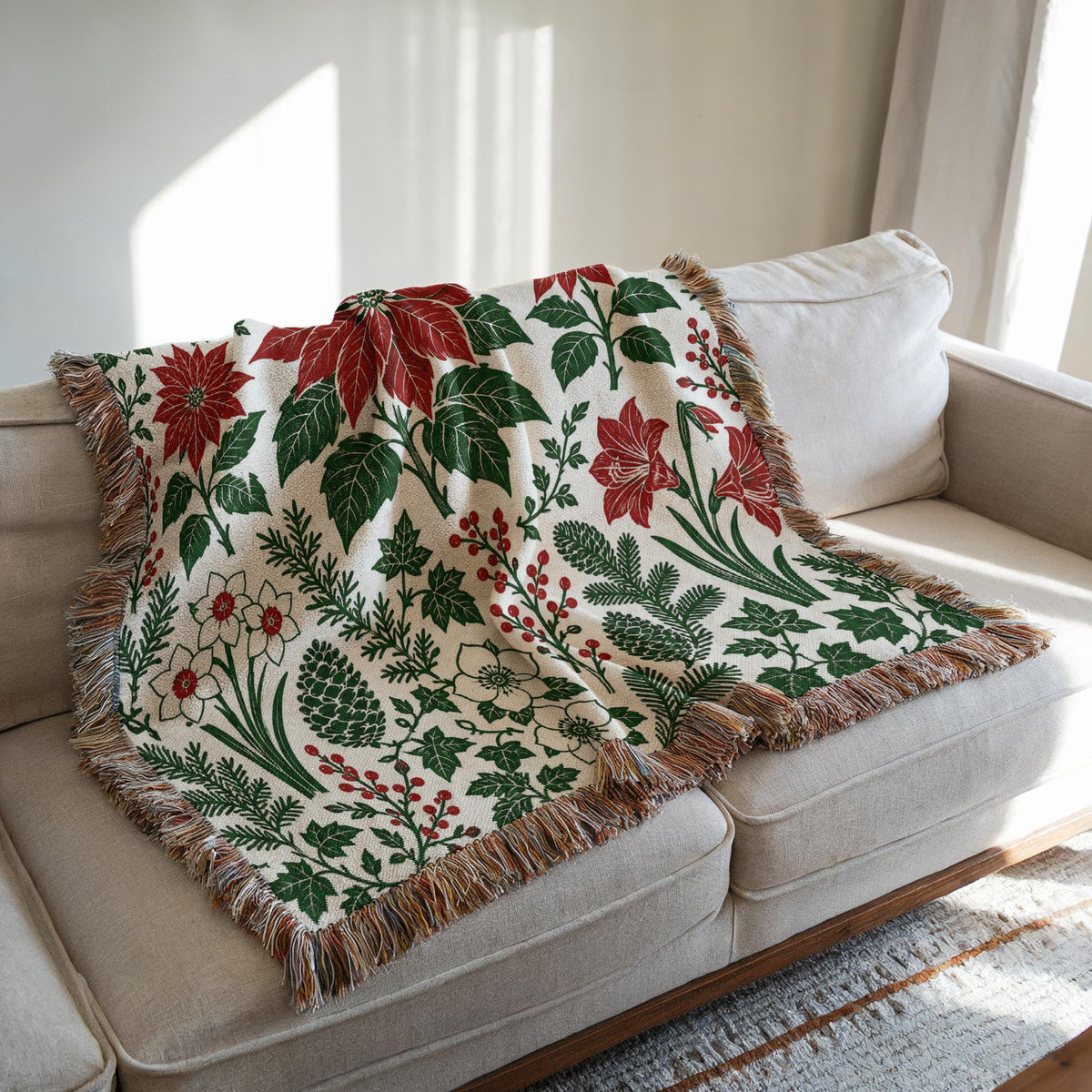 Poinsettia Woven Blanket