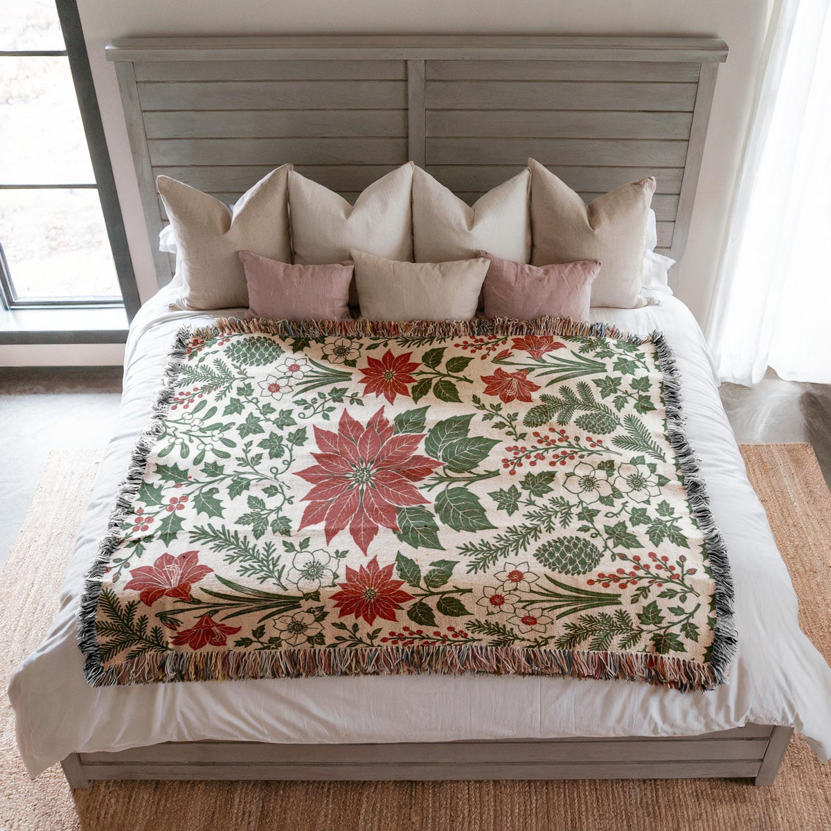 Poinsettia Woven Blanket