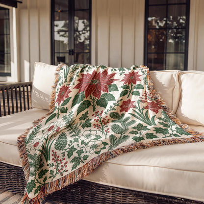 Poinsettia Woven Blanket