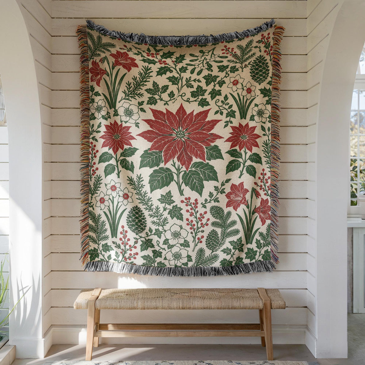 Poinsettia Woven Blanket