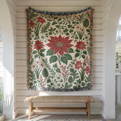 Poinsettia Woven Blanket
