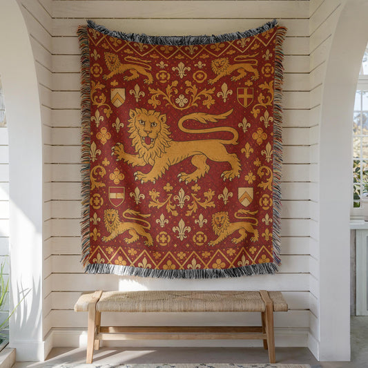 Heraldic Lion Woven Blanket