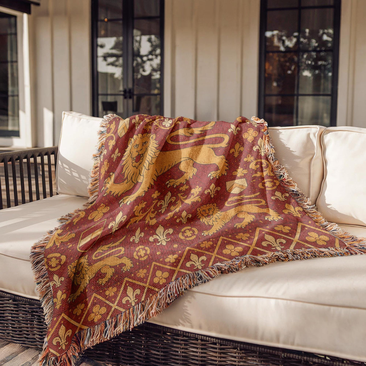 Heraldic Lion Woven Blanket