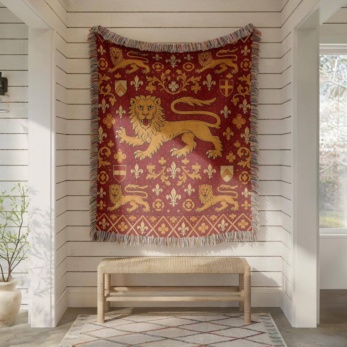 Heraldic Lion Woven Blanket