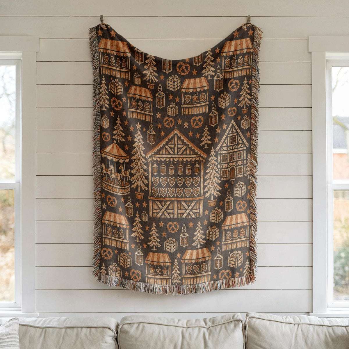 Christmas Market Woven Blanket
