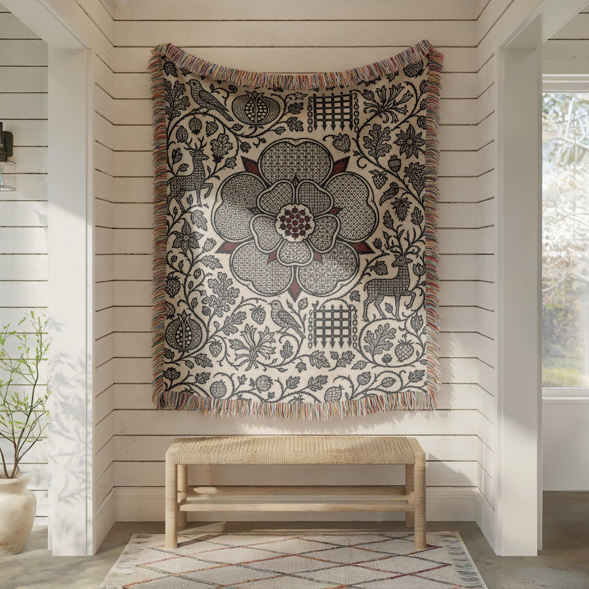 Tudor Rose Woven Blanket