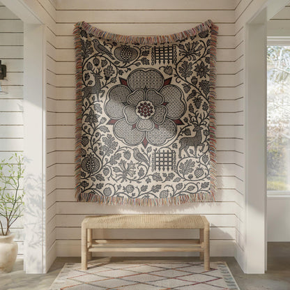 Tudor Rose Woven Blanket