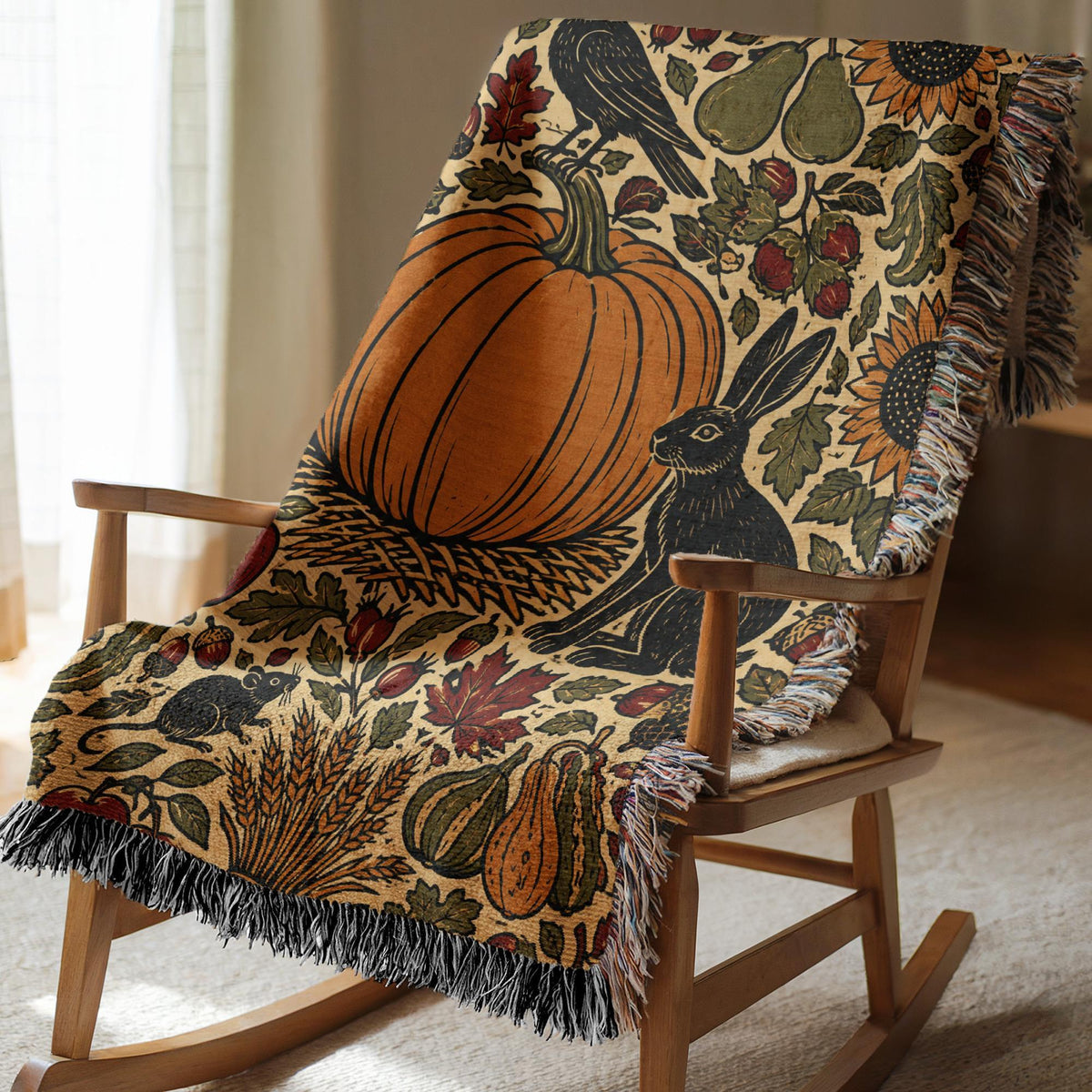 Halloween Pumpkin Woven Blanket