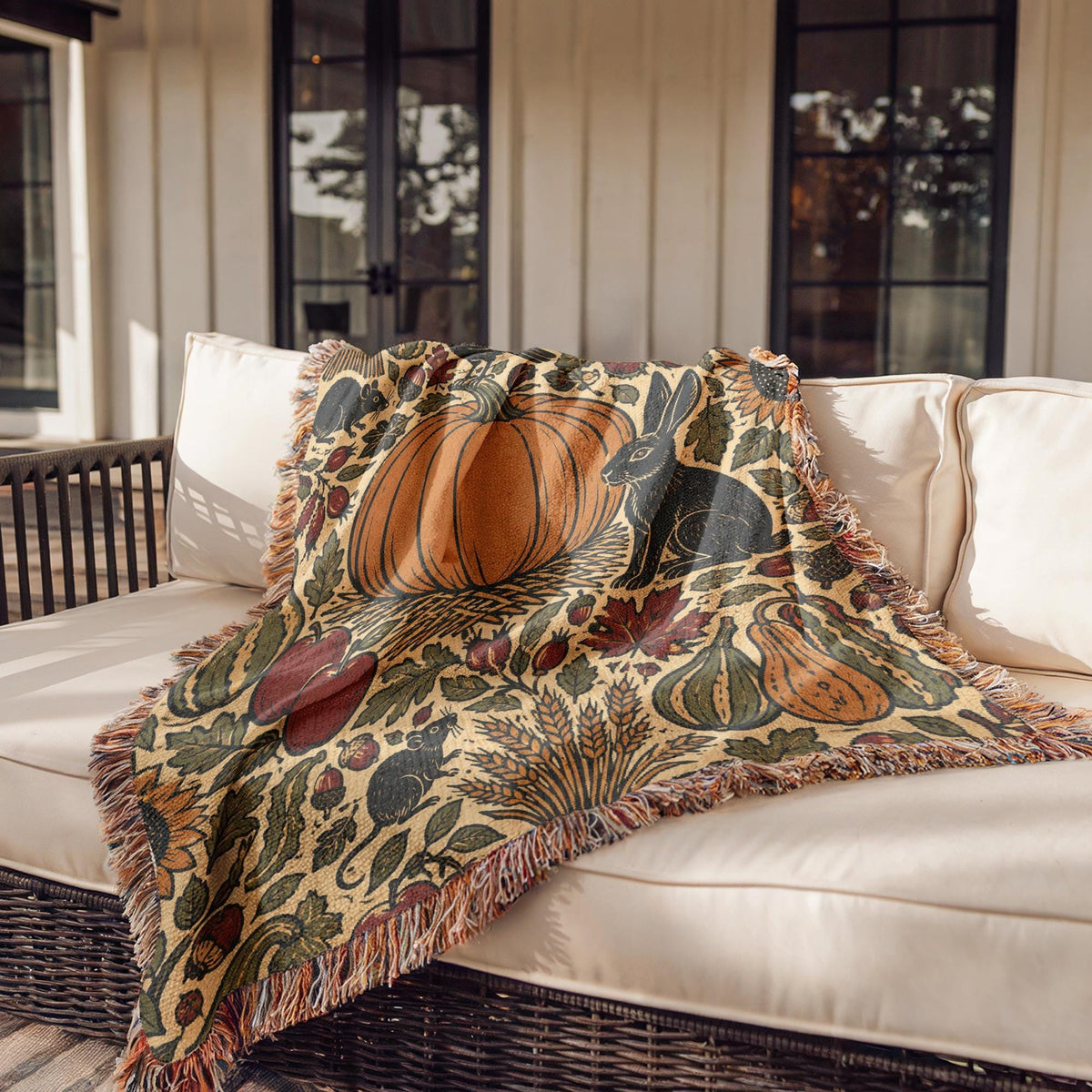 Halloween Pumpkin Woven Blanket