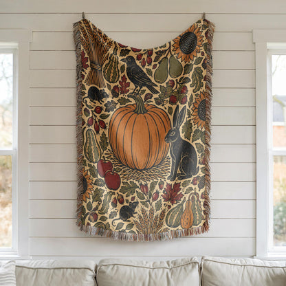 Halloween Pumpkin Woven Blanket