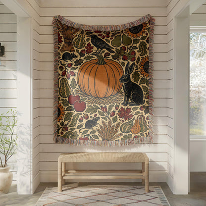Halloween Pumpkin Woven Blanket
