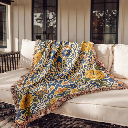 Sugar Skull Woven Blanket