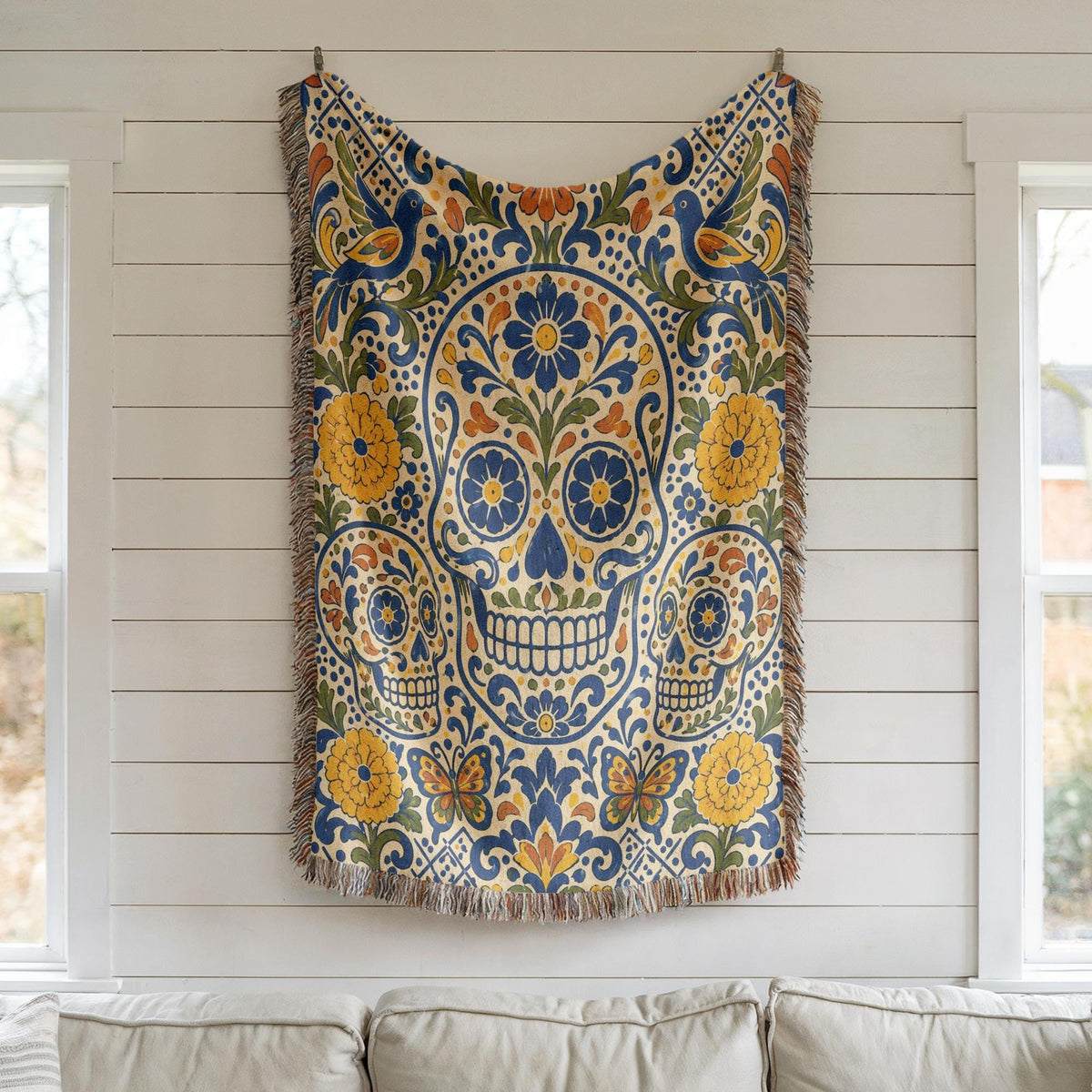 Sugar Skull Woven Blanket