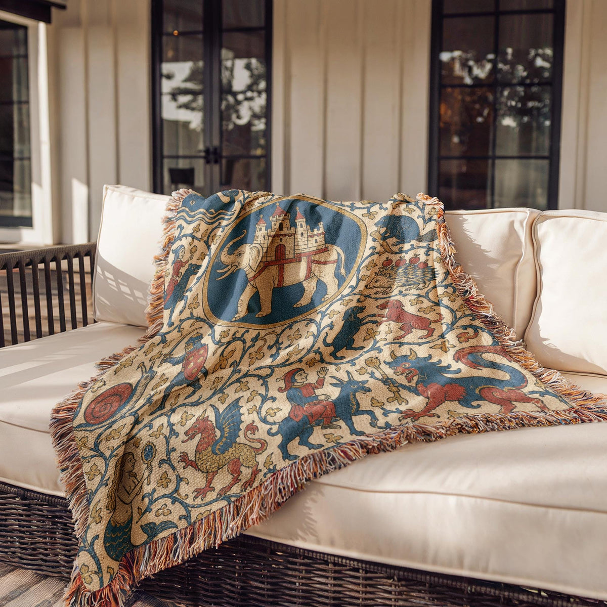 Medieval Bestiary Woven Blanket