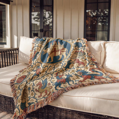 Medieval Bestiary Woven Blanket