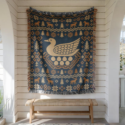 Nordic Bird Woven Blanket
