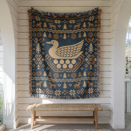 Nordic Bird Woven Blanket