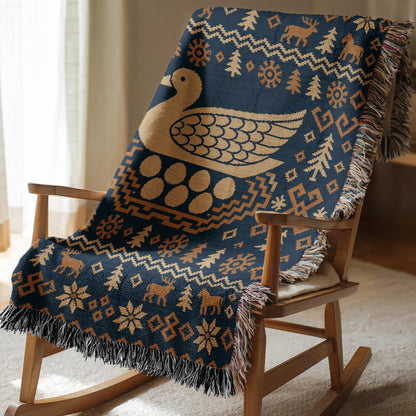 Nordic Bird Woven Blanket