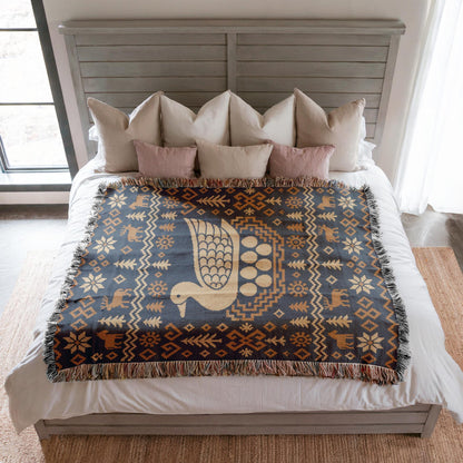 Nordic Bird Woven Blanket
