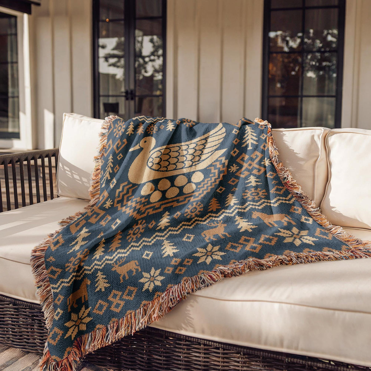 Nordic Bird Woven Blanket
