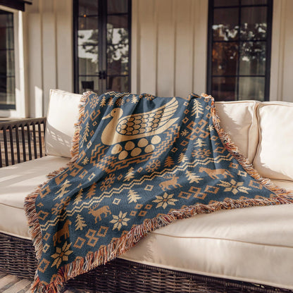 Nordic Bird Woven Blanket