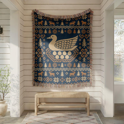 Nordic Bird Woven Blanket