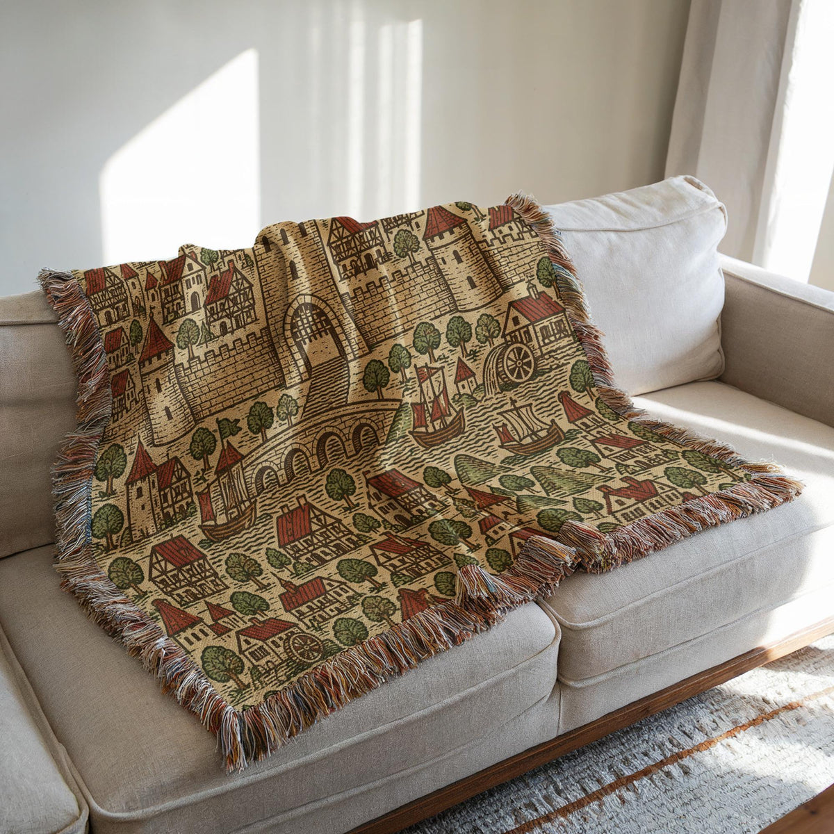 Medieval Town Woven Blanket