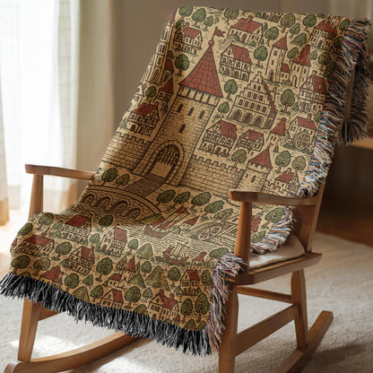 Medieval Town Woven Blanket
