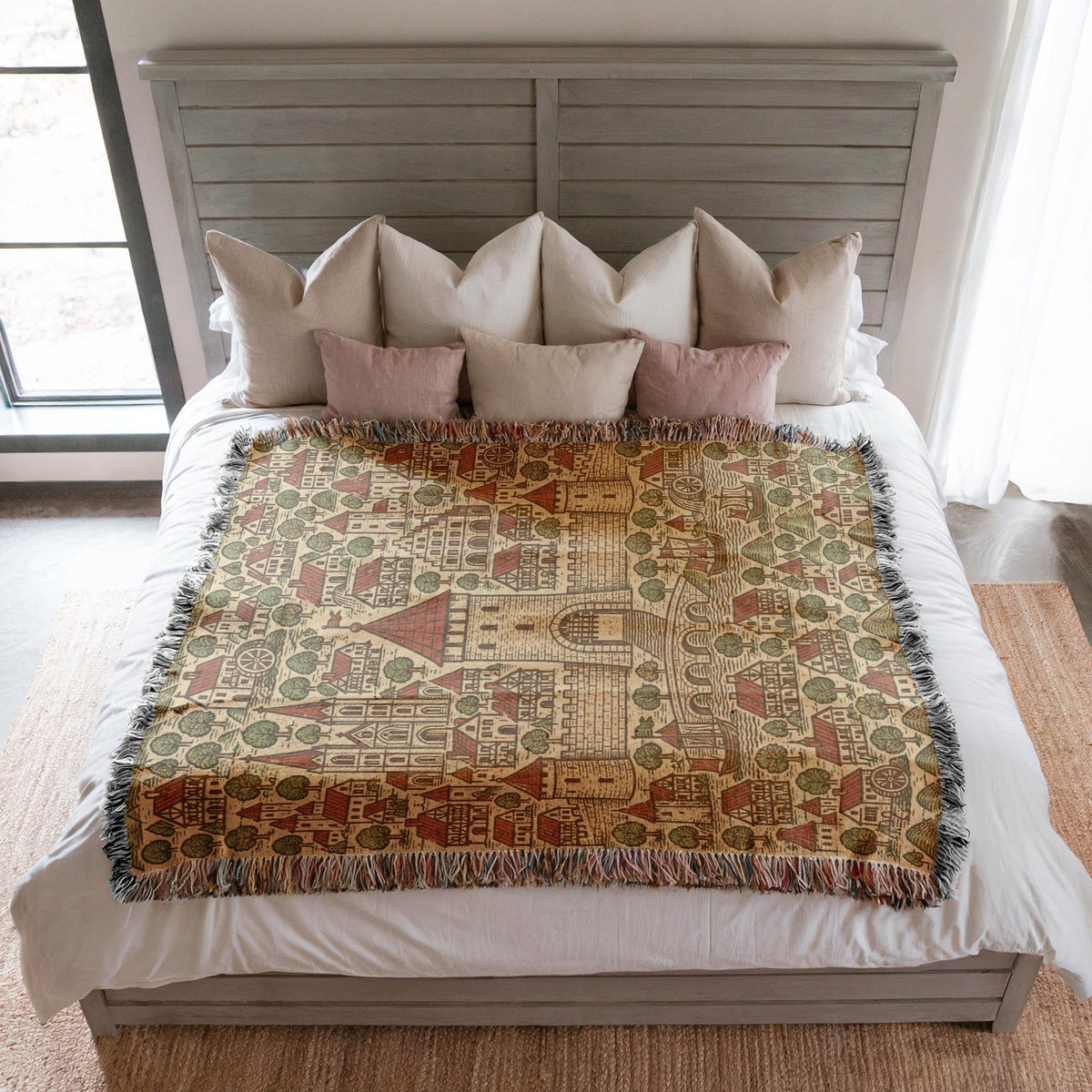 Medieval Town Woven Blanket