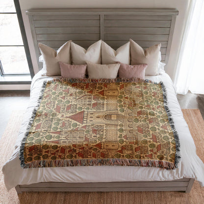 Medieval Town Woven Blanket