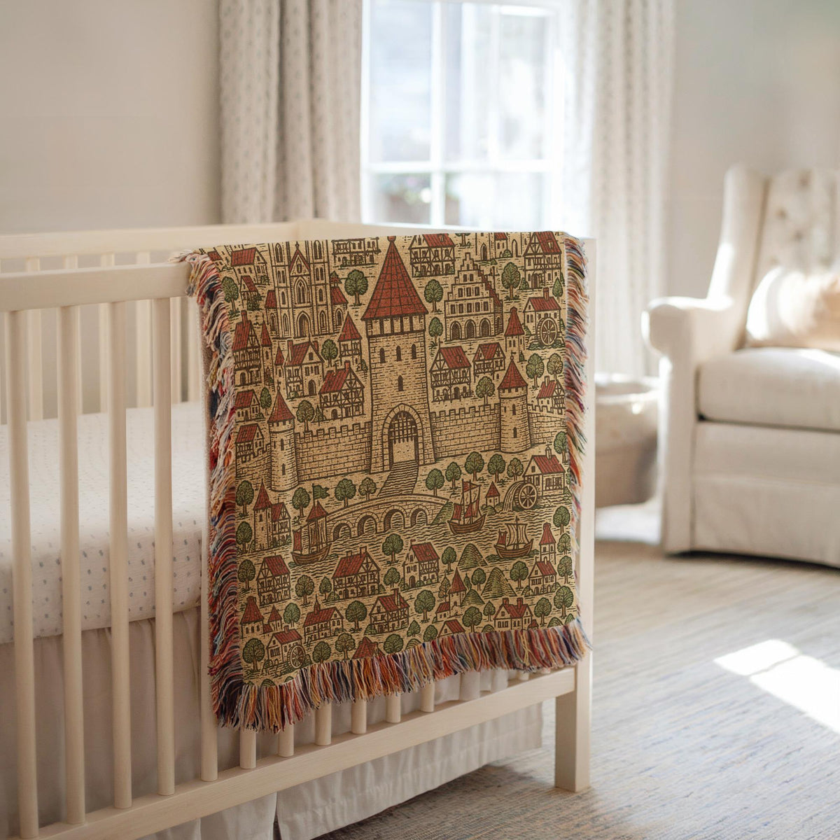 Medieval Town Woven Blanket