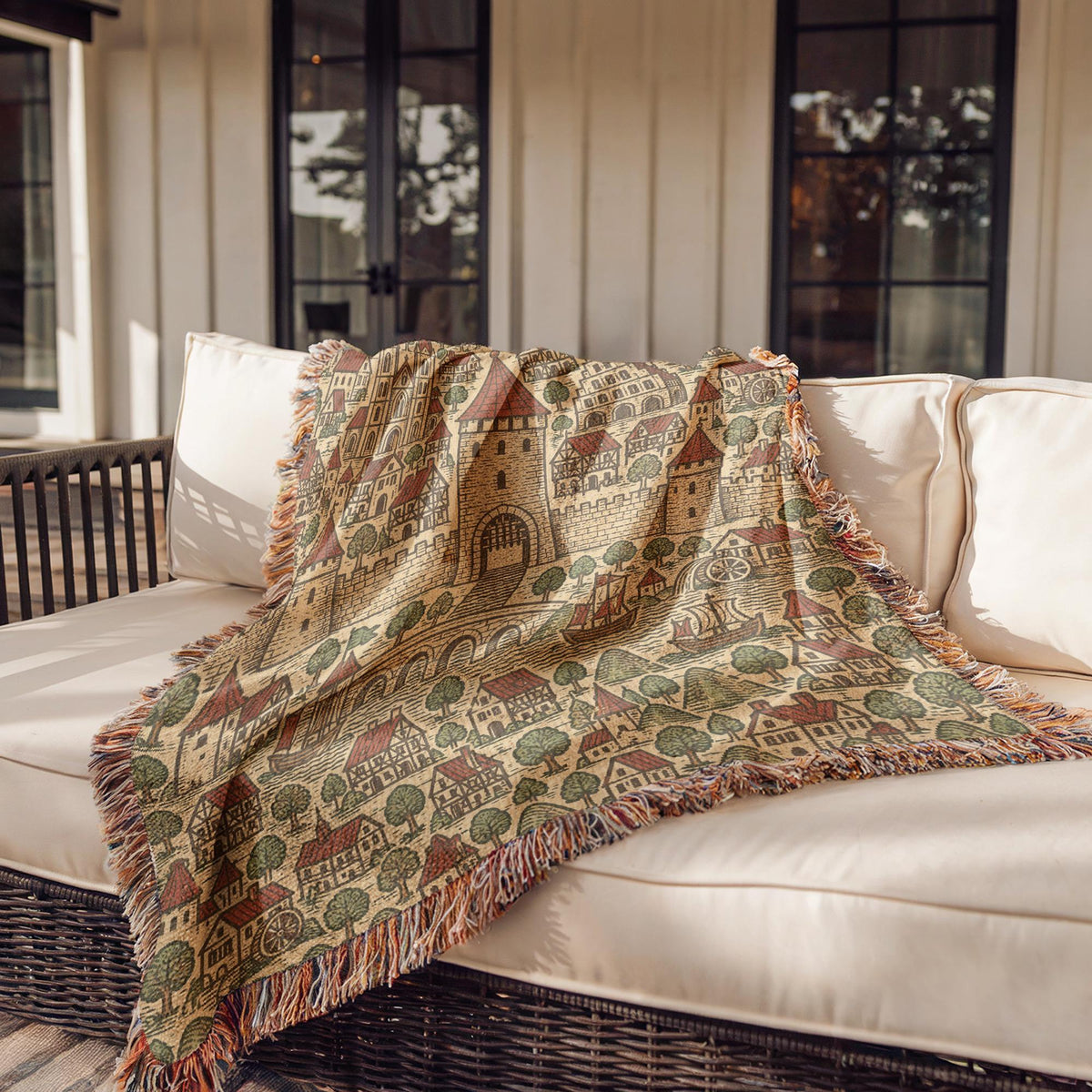 Medieval Town Woven Blanket