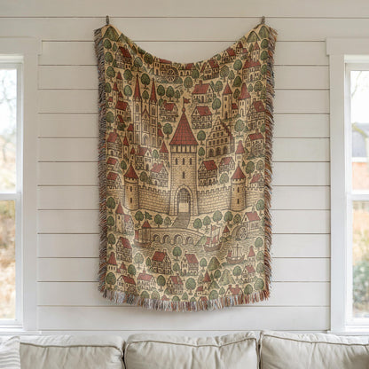Medieval Town Woven Blanket