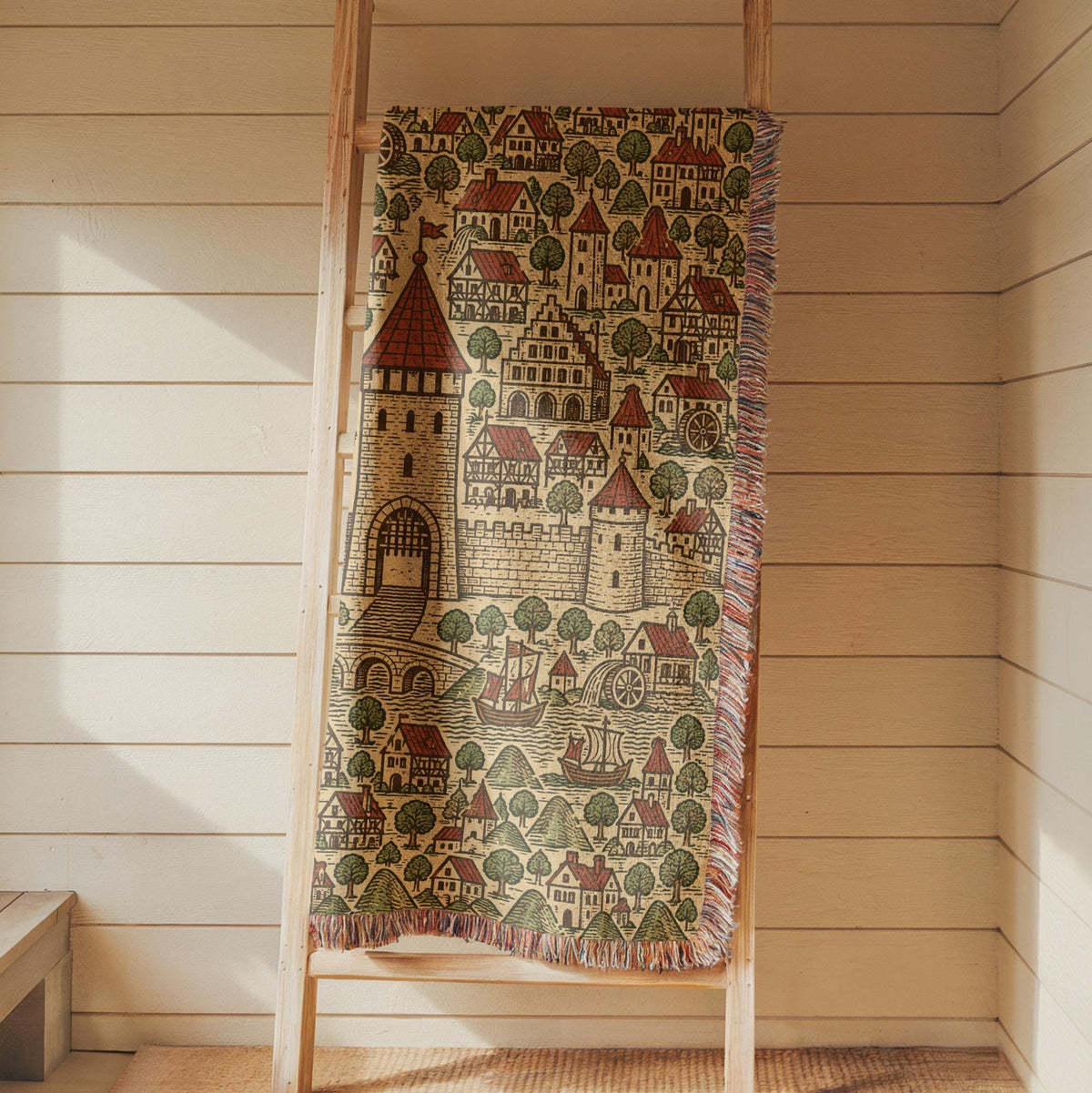 Medieval Town Woven Blanket